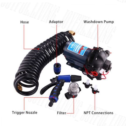 12V Water Pump Kit 5.3GPM 70PSI High Pressure Wash-Down Deck Caravan Boat SET, US $110.99, image 3