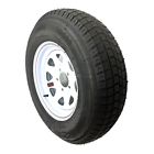 Trailer tire on rim st205/75d14 load range c bias 5 lug white spoke 14" wheel