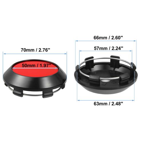 4pcs 70mm Dia 6 Clips Car Wheel Tyre Center Hub Caps Covers Black Gloss Red, US $25.49, image 4