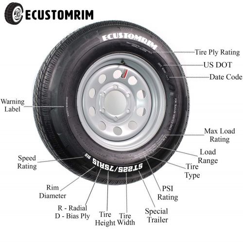 eCustomrim Trailer Tire 480-12 4.80-12 Load Range B 4 Ply - 2 Year Warranty, US $39.97, image 3