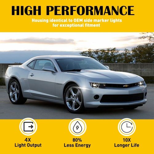 4x auxito smoked led bumper side marker light white for chevrolet camaro 2010-15