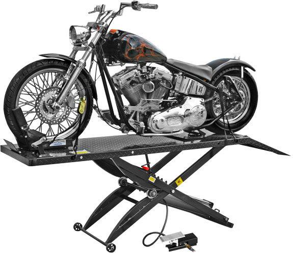 Black widow air motorcycle lift table hoist-drop panel-wheel chock (bw-1000a-r)