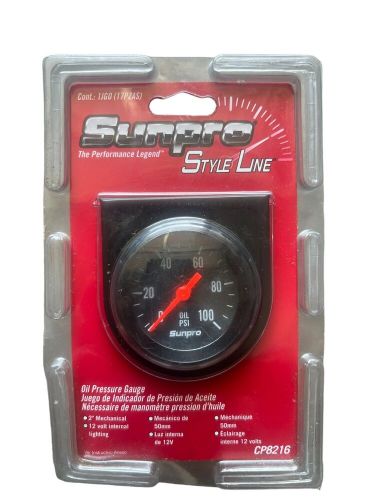 Sunpro oil pressure gauge cp8216 2" mechanical- new in box- free shipping