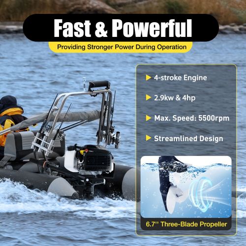52cc 4HP 4 Stroke Outboard Motor CDI System Air Cooling Boat Gasoline Engine, US $328.05, image 2