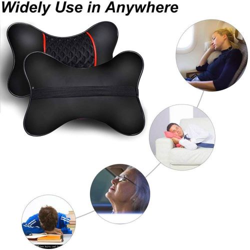 Soft PU Leather Car Neck Support Pillows Set of 2 Wearable Cushions for, US $17.85, image 2