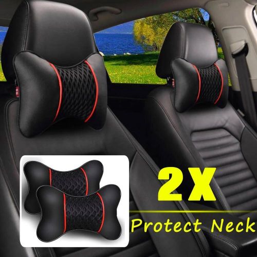 Soft PU Leather Car Neck Support Pillows Set of 2 Wearable Cushions for, US $17.85, image 5