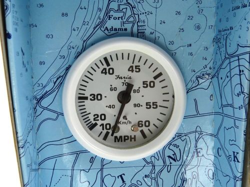 Faria Marine Instruments 14008 60 MPH Speedo, White Face/Trim, Old Stock - Read, US $49.88, image 4