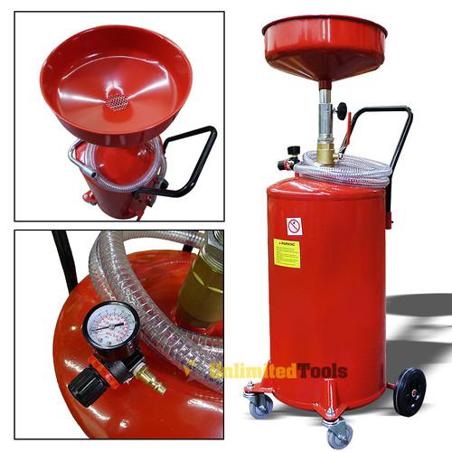 Portable 20 gallon waste oil drain air operated drainer drainage lift auto diy