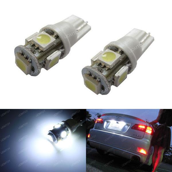 2x xenon white 360° 12-smd 168 194 2825 led bulbs for car license plate lights