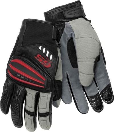 Bmw genuine motorcycle motorrad rallye glove black / grey / red size 7 - 7 1/2