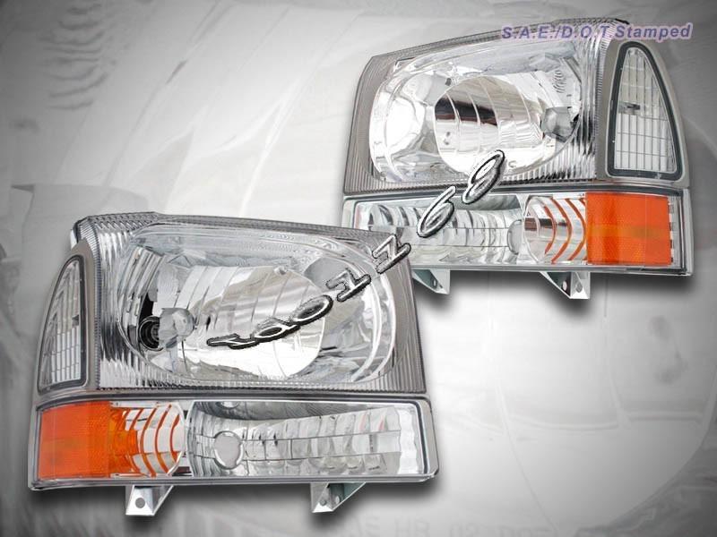 99-05 f250 f350 superduty excursion euro crystal headlights+corner+bumper