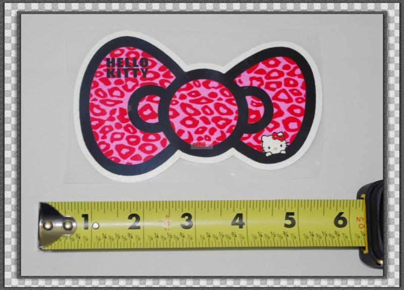 Hello Kitty Bow Logo Decal Sticker 2 Pieces Pink Leopard , US $5.99, image 3