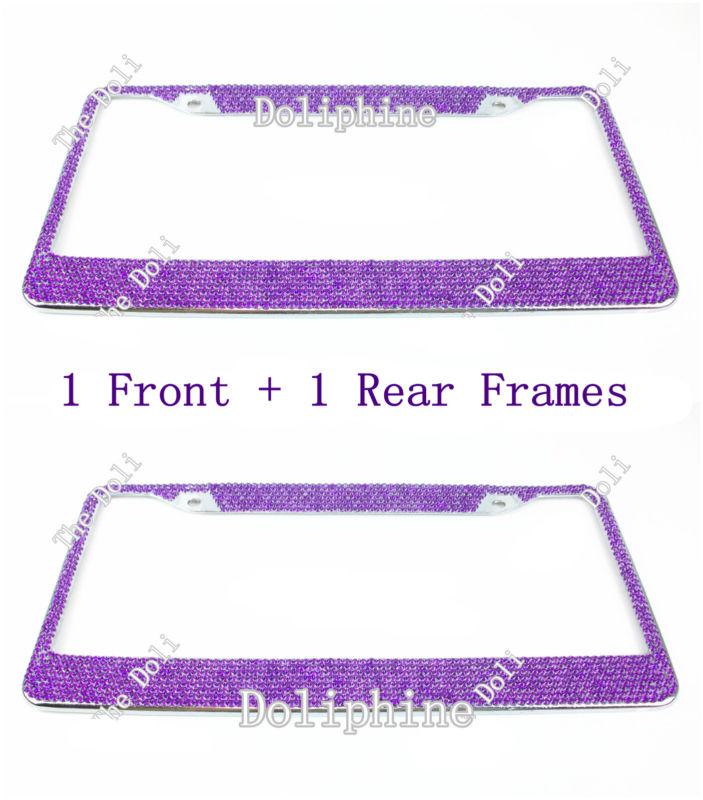 Purchase 2X Purple Bling Crystal Metal Chrome U.S.License Plate (Front