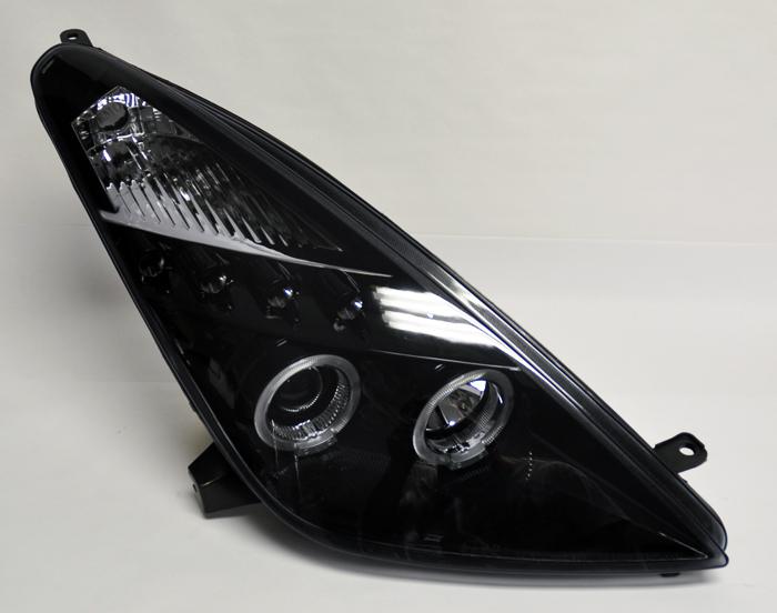 Toyota celica 00-06 glossy black led drl projector halo angel eye headlights