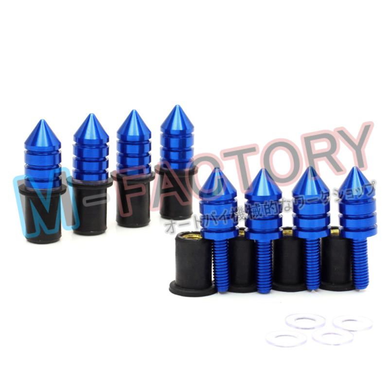 Blue spike windscreen bolts screws kawasaki ninja ex250 ex650 ex500 zx 6r zx7r