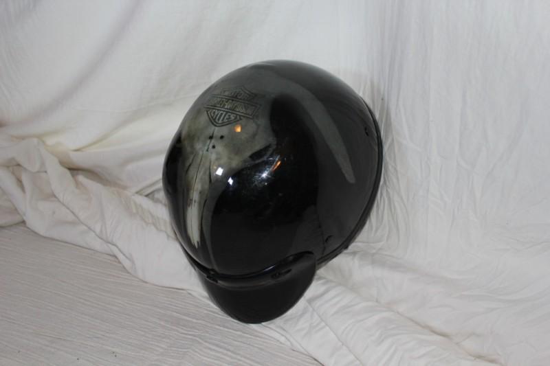 Harley-Davidson Men's Bull Skull Half Helmet, Gloss Black, Size L no bag, US $39.99, image 3