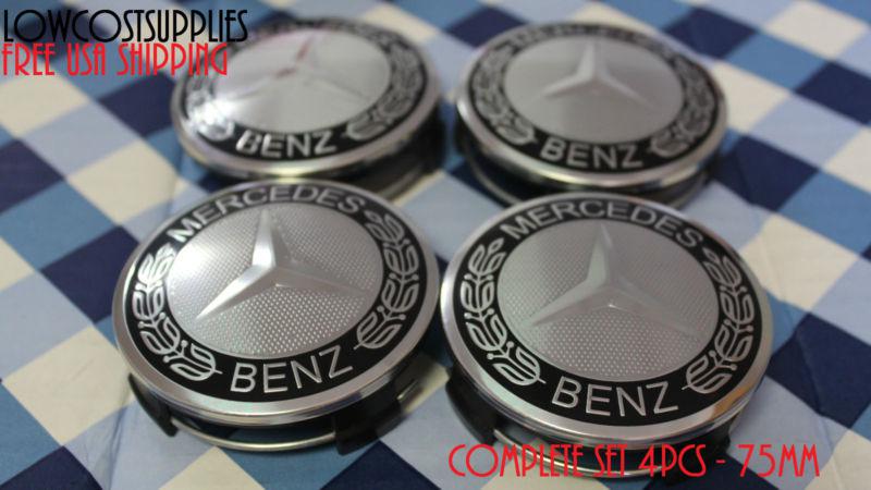 Mercedes benz black wheel center hub cap gl c e ml s clk 75mm 4/pcs high quality