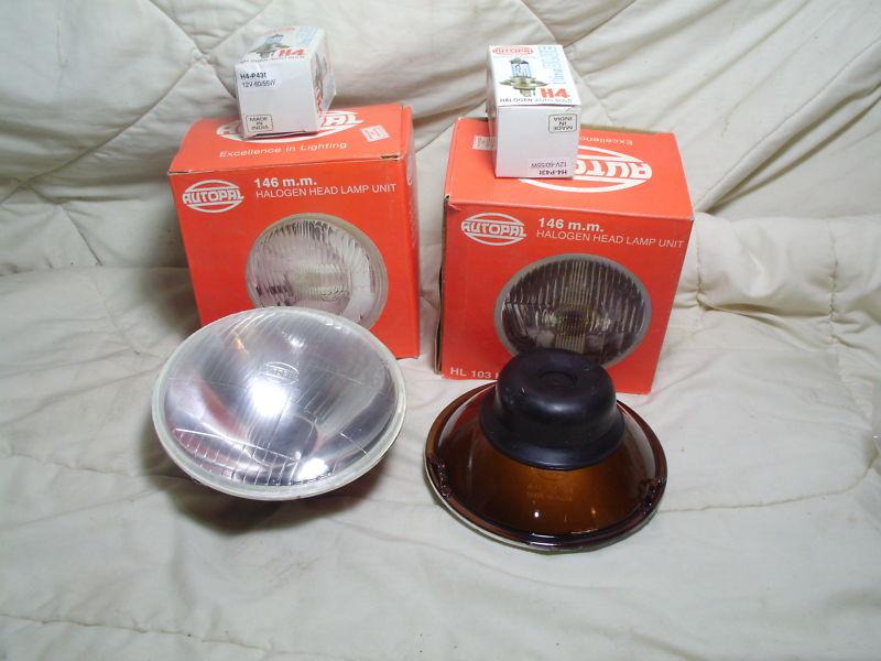 Lot of 2 new 5 3/4" h4 euro motorcycle headlights autopal hl104  blue 12v bulb  