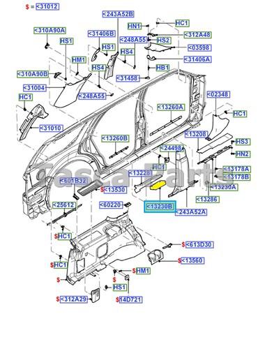 New oem lh rear interior side trim reinforcement cover navigator & expedition