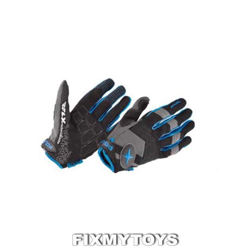 Oem polaris men's rzr fly racing black & voodoo blue racing gloves s-3x