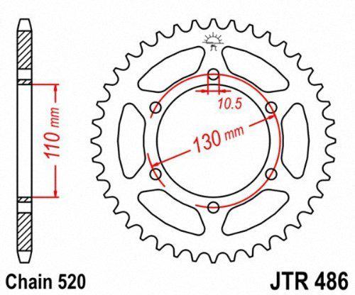 JT Sprockets -JTR486.45 - Steel Rear Sprocket, 45T fits various models of YAMAHA, US $37.99, image 2
