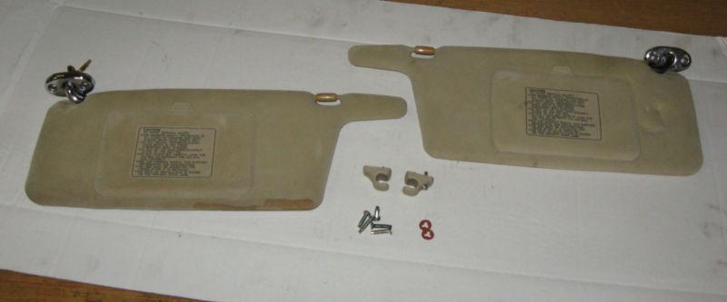 94 95 96 97 honda accord tan sun visors w/ clips & screws int type f oem