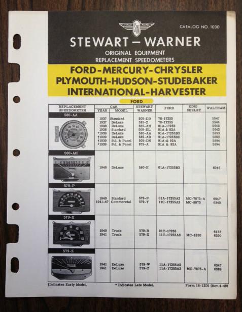 1949 vintage stewart warner automotive speedometer catalog brochure 