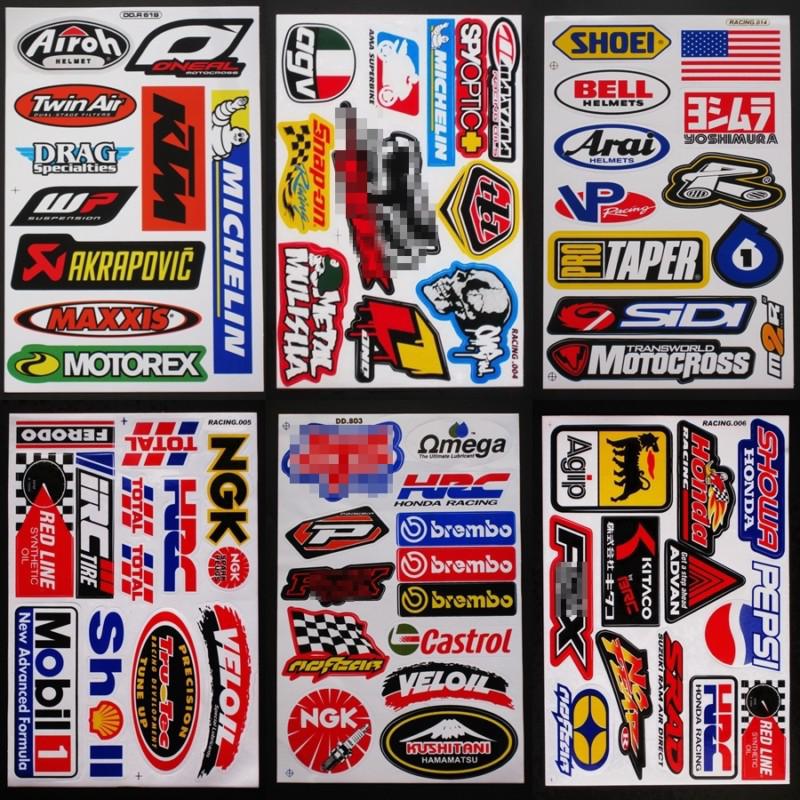 6 sheets  motocross racing akrapovic agip yoshimura showa car atv stickers decal