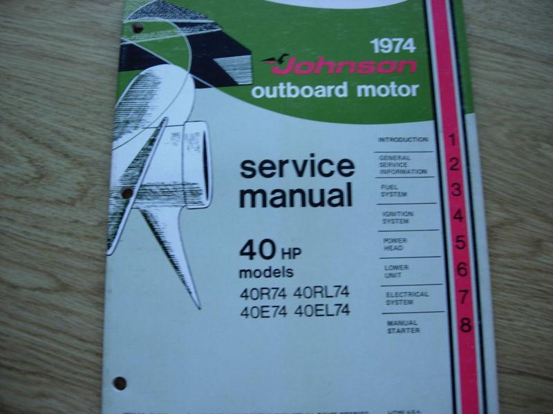 Omc johnson outboard - repair service manual - 1974 - 40hp - jm-7407