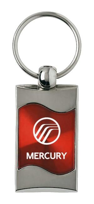 Mercury red rectangular wave metal key chain ring tag key fob logo lanyard