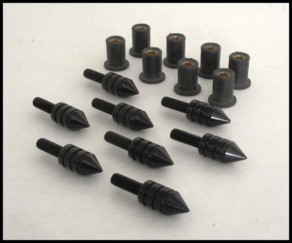 Black spiked windscreen fairing screw screws bolts