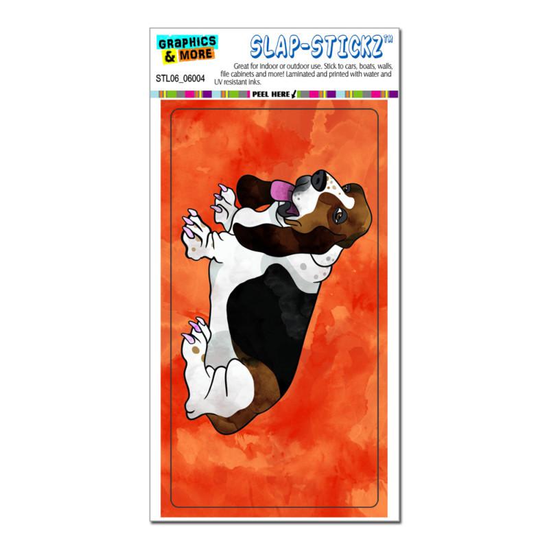 Basset hound watercolor orange - slap-stickz™ car window locker bumper sticker