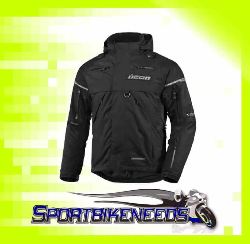 Icon patrol waterproof jacket men's black x-large xl