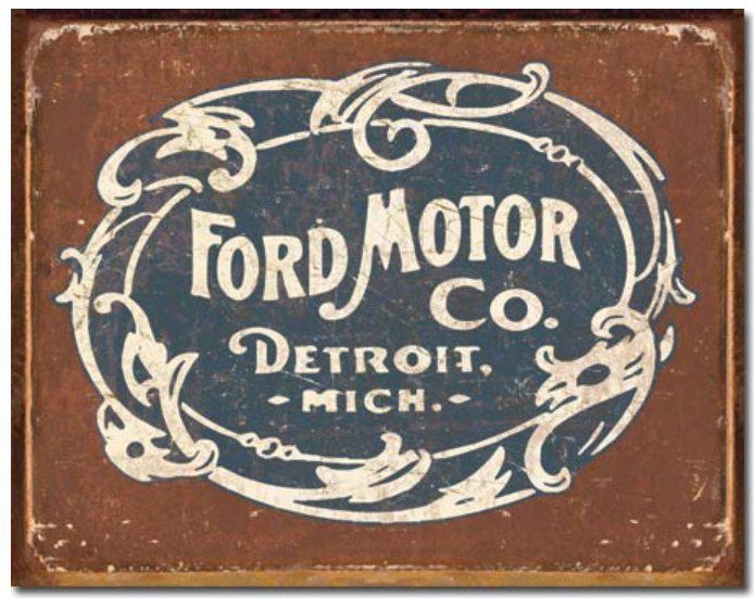 Vintage style ford historic logo car tin sign auto garage mechanic detroit