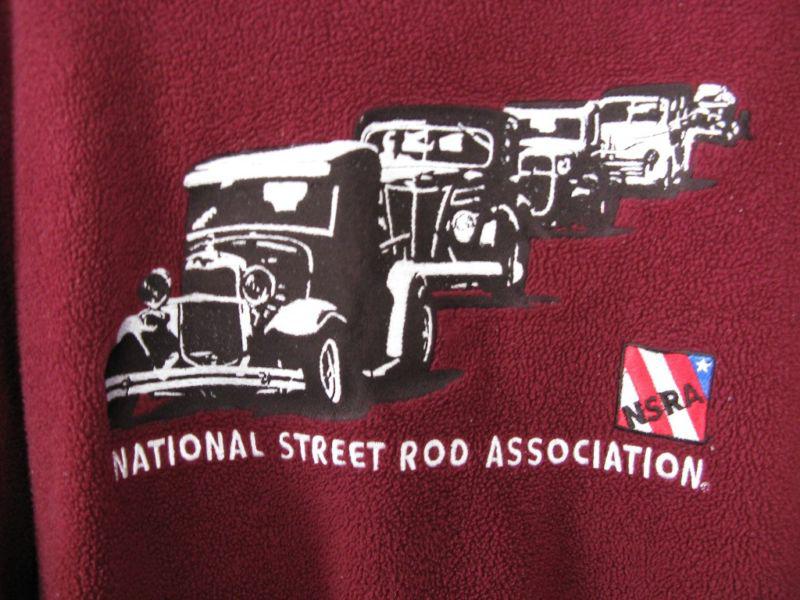 Ladies~nsra~fleece street rod~jacket/coat~cranberry color~size large