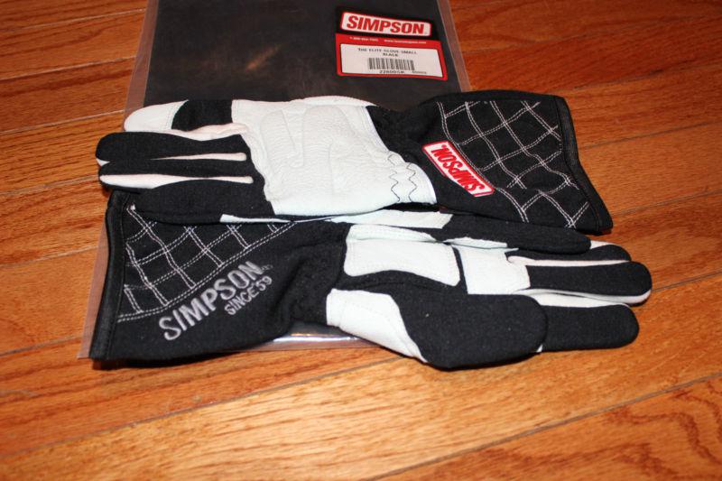 New simpson racing gloves the elite size small black -- racing - 