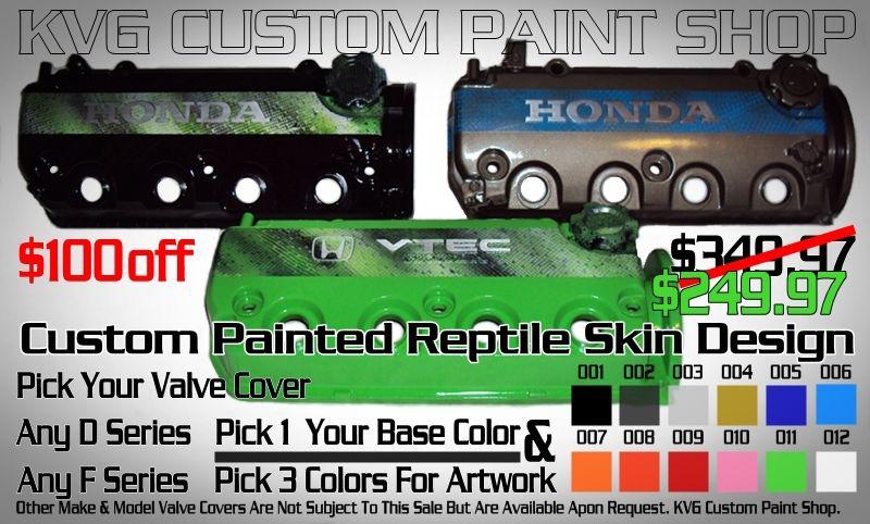 Custom Honda Civic Valve Cover JDM d16 Z6 Y8 Y7 Y5 Non or VTEC Airbrushed, US $99.99, image 4