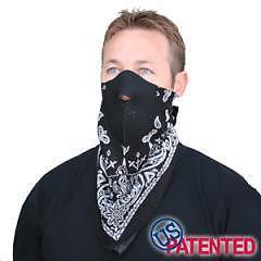 Neodanna motorcycle biker neoprene & bandanna face mask - black paisley