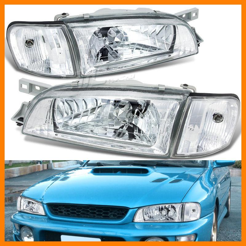 Jdm 97-01 subaru impreza chrome head lights corner signal lights 4pcs crystal