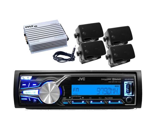 Outdoor marine jvc usb ipod iphone aux input radio, 4 speakers,antenna, 400w amp
