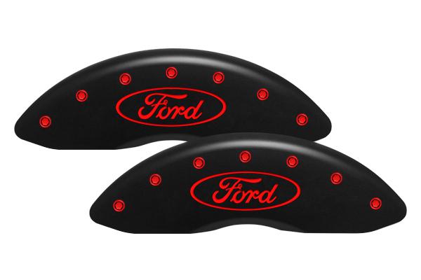 Mgp 10009-s-frd-rm ford caliper covers full set red engraved ford oval logo