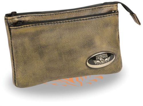 Milwaukee leather ladies zipper closure belt/shoulder bag  brown