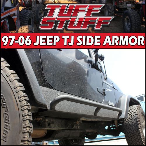 97-06 jeep tj wrangler rock sliders with tube step &amp; 3/16" rocker panel armor