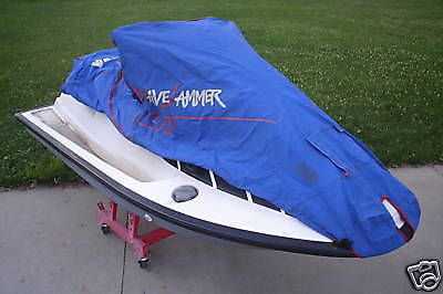Yamaha wave jammer cover &#039;87 blue with red piping warn box new oem
