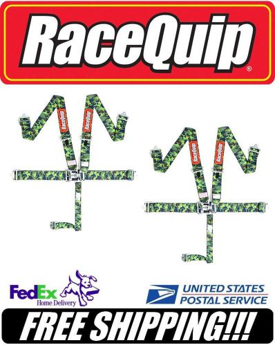 Pair (2) racequip sfi 5pt camo latch &amp; link racing safety harnesses #711791