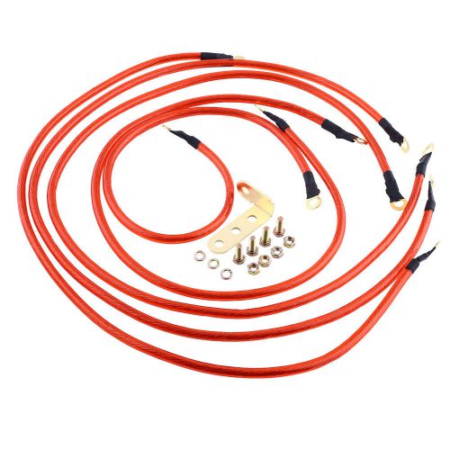 Universal 5 point car automobile earth ground wire performance cable system red