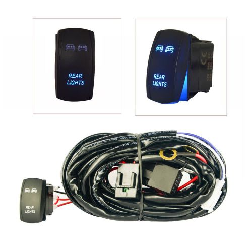 1leg wiring harness relay on/off laser rocker switch blue led rear light bar atv