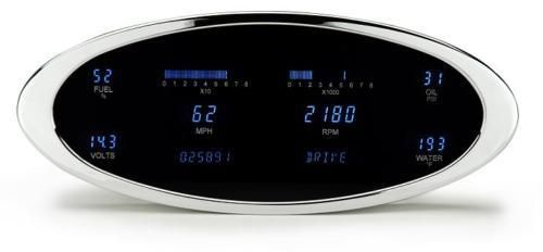 Dakota digital dash 12.25" x 5" universal gauges oval chrome bezel vfd3-1012-c