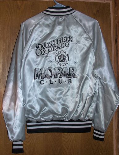 Size medium mopar car club jacket silver satin jacket northern colorado men’s m