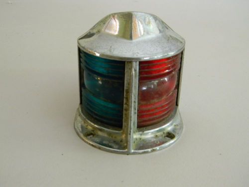 Marine bow light with flag pole holder- unmarked- green/red- vintage